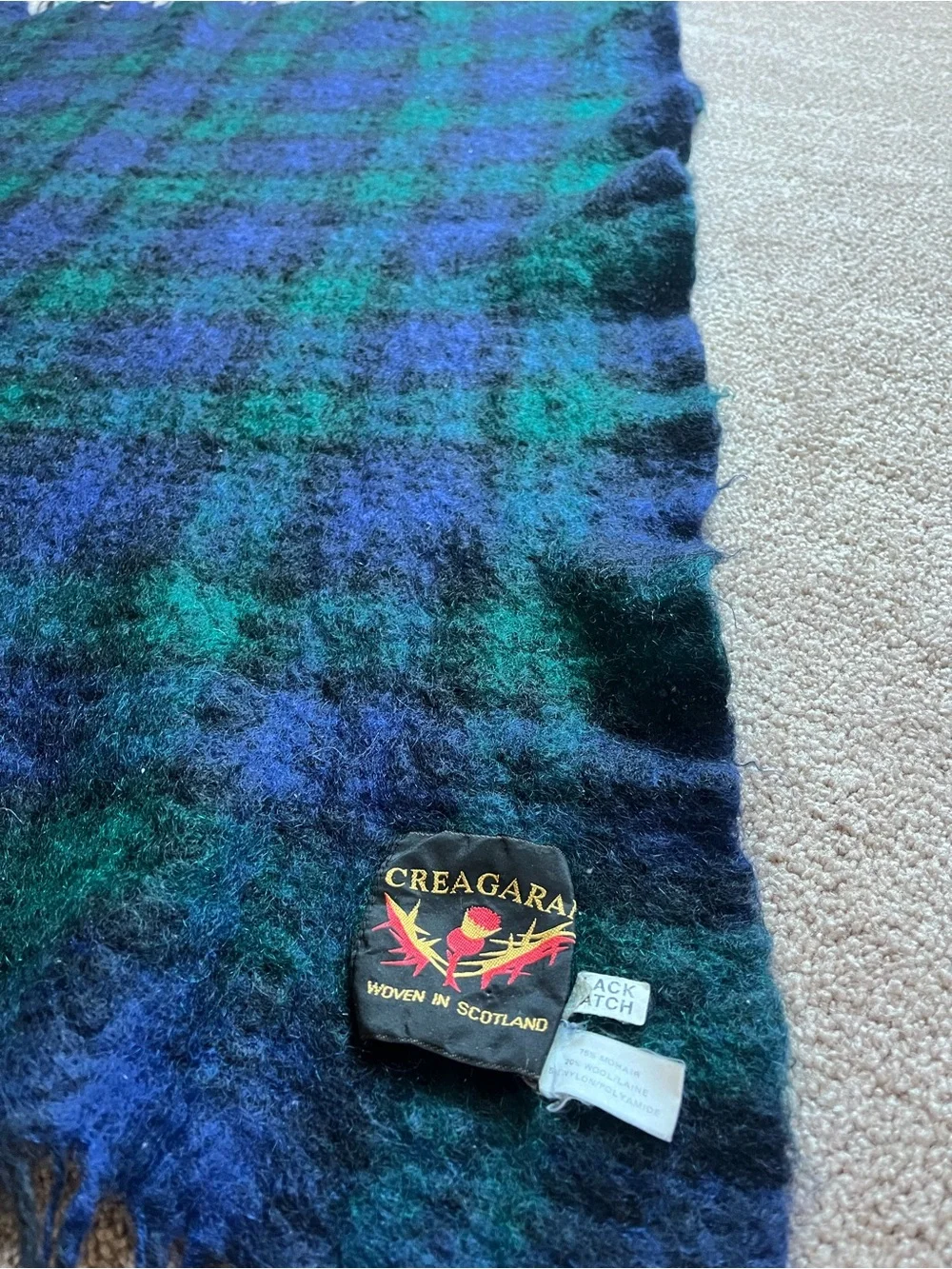 VTG 70’s Creagaran Scottish Woven Mohair Blend Blanket